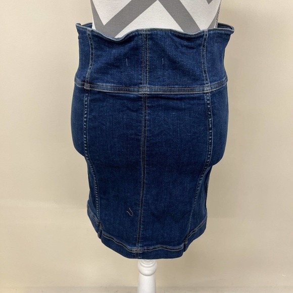 Free People Denim Skirt Womens 6 Blue Jean Stretch Mini Skirt Lace up Front FS - Picture 3 of 10
